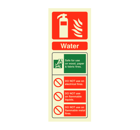 Water Fire Extinguisher Identification Sign (75x200mm) | Fire Safety ...